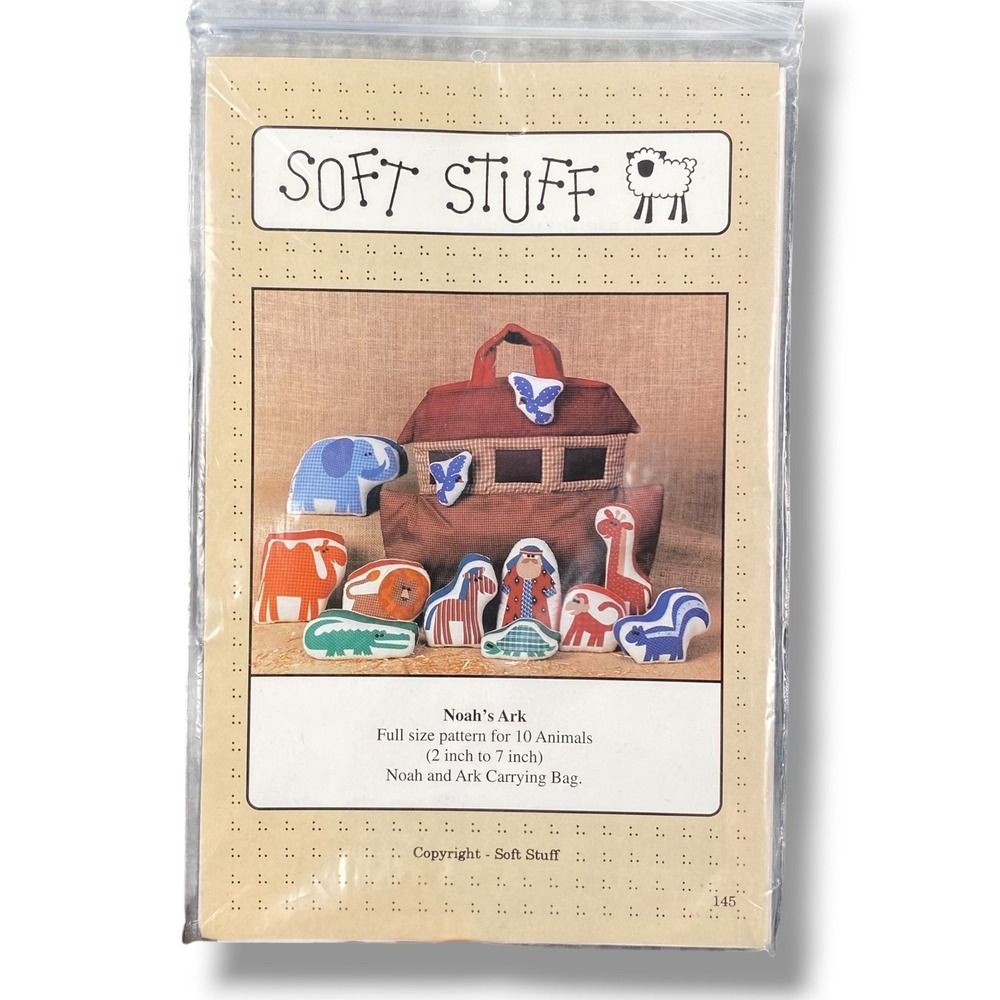 Soft Stuff Noahs Ark Sewing Pattern 145 Plush Animals Noah and Carrying Bag